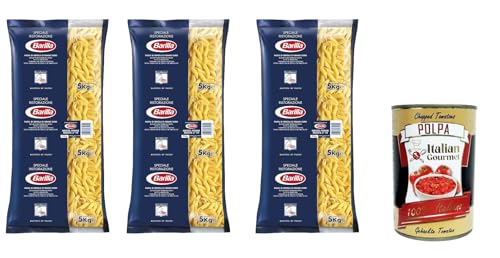 Pasta Barilla Mezze Penne rigate Ristorante Nr. 70 italienisch Nudeln 3x 5kg pack + Italian Gourmet polpa von Italian Gourmet E.R.