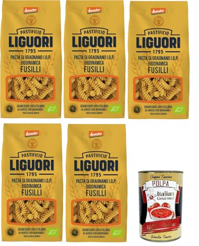 Pastificio Liguori, Pasta di Gragnano IGP Biodinamica, Fusilli Biodynamische Gragnano-Pasta mit IGP 5x400gr + Italian Gourmet polpa 400g von Italian Gourmet E.R.
