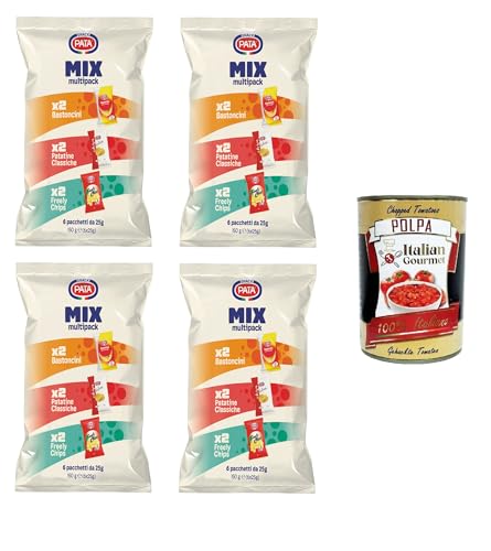 Pata Flowpack Mix: Die Klassiker – Sticks – Freely Chips 4x 150gr + Italian Gourmet polpa 400g Pata Flowpack Mix: Die Klassiker – Sticks – Freely Chips 4x 150gr + Italian Gourmet polpa 400g von Italian Gourmet E.R.