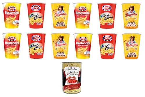 Pata Testpaket Sticks mit Käsegeschmack, Paquita Crock Canyon, Freely Chips 4x35g 4x45g 4x55g + Italian Gourmet Polpa 400g Pata Testpaket Sticks mit Käsegeschmack, Paquita Crock Canyon, Freely Chips 4x35g 4x45g 4x55g + Italian Gourmet Polpa 400g von Italian Gourmet E.R.