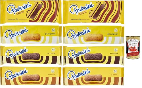 Pavesi Pavesini Testpaket, Snack Croccante Classico, Cioccolato, caffe', double, Knuspriger Snack mit dunkler Schokolade, leichter Snack, 8 Stücke + Italian Gourmet polpa 400g Pavesi Pavesini Testpaket, Snack Croccante Classico, Cioccolato, caffe', double, Knuspriger Snack mit dunkler Schokolade, leichter Snack, 8 Stücke + Italian Gourmet polpa 400g von Italian Gourmet E.R.