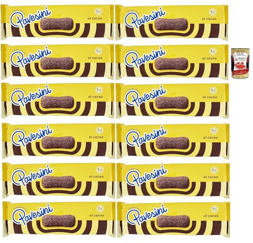 Pavesi Pavesini al Cacao, Biscotto Leggero per Colazione o Merenda, Leichter Keks mit Kakao zum Frühstück oder Snack, biscuits cookies, 12x 200 g + Italian Gourmet polpa 400g Pavesi Pavesini al Cacao, Biscotto Leggero per Colazione o Merenda, Leichter Keks mit Kakao zum Frühstück oder Snack, biscuits cookies, 12x 200 g + Italian Gourmet polpa 400g von Italian Gourmet E.R.