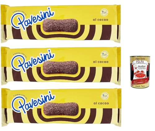 Pavesi Pavesini al Cacao, Biscotto Leggero per Colazione o Merenda, Leichter Keks mit Kakao zum Frühstück oder Snack, biscuits cookies, 3x 200 g + Italian Gourmet polpa 400g Pavesi Pavesini al Cacao, Biscotto Leggero per Colazione o Merenda, Leichter Keks mit Kakao zum Frühstück oder Snack, biscuits cookies, 3x 200 g + Italian Gourmet polpa 400g von Italian Gourmet E.R.