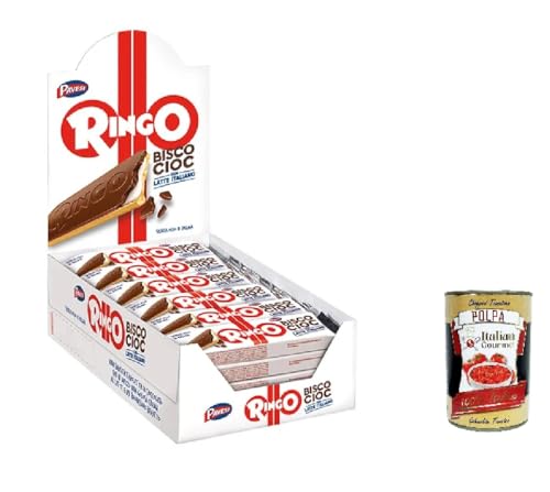 Pavesi Ringo Bisco Cioc Latte, Keks mit Milchfüllung und Schokoladenüberzug für einen süßen und leckeren Snack für zwischendurch, 24 Stück à 27g + Italian Gourmet polpa 400g Pavesi Ringo Bisco Cioc Latte, Keks mit Milchfüllung und Schokoladenüberzug für einen süßen und leckeren Snack für zwischendurch, 24 Stück à 27g + Italian Gourmet polpa 400g von Italian Gourmet E.R.