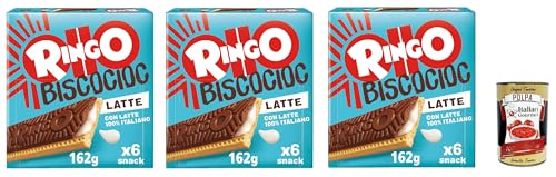 Pavesi Ringo Bisco Cioc Latte, Keks mit Milchfüllung und Schokoladenüberzug für einen süßen und leckeren Snack für zwischendurch, 3x 162g + Italian Gourmet polpa 400g Pavesi Ringo Bisco Cioc Latte, Keks mit Milchfüllung und Schokoladenüberzug für einen süßen und leckeren Snack für zwischendurch, 3x 162g + Italian Gourmet polpa 400g von Italian Gourmet E.R.