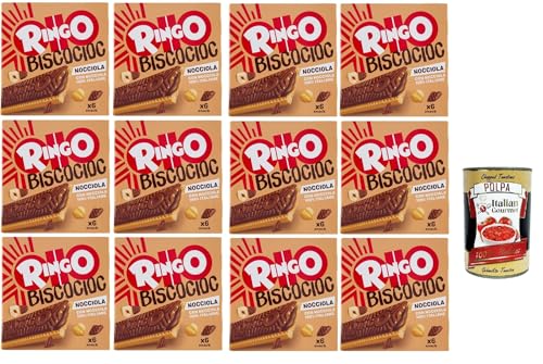Pavesi Ringo Bisco Cioc Nocciole, Mit Sahne gefüllter Keks mit 100 % italienischen Haselnüssen und Schokoladenüberzug für einen süßen und leckeren Snack, 12x 162g + Italian Gourmet polpa 400g Pavesi Ringo Bisco Cioc Nocciole, Mit Sahne gefüllter Keks mit 100 % italienischen Haselnüssen und Schokoladenüberzug für einen süßen und leckeren Snack, 12x 162g + Italian Gourmet polpa 400g von Italian Gourmet E.R.