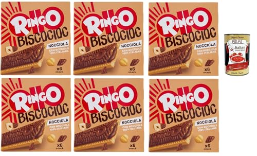 Pavesi Ringo Bisco Cioc Nocciole, Mit Sahne gefüllter Keks mit 100 % italienischen Haselnüssen und Schokoladenüberzug für einen süßen und leckeren Snack, 6x 162g + Italian Gourmet polpa 400g Pavesi Ringo Bisco Cioc Nocciole, Mit Sahne gefüllter Keks mit 100 % italienischen Haselnüssen und Schokoladenüberzug für einen süßen und leckeren Snack, 6x 162g + Italian Gourmet polpa 400g von Italian Gourmet E.R.