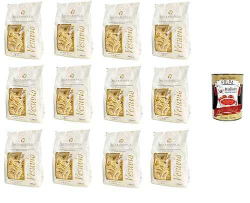 Pietrabianca, Pasta di Semola Artigianale trafilata al bronzo handgefertigte, aus Bronze gezogene Grießnudeln „Casarecce“ 12x500gr + Italian Gourmet polpa 400g Pietrabianca, Pasta di Semola Artigianale trafilata al bronzo handgefertigte, aus Bronze gezogene Grießnudeln „Casarecce“ 12x500gr + Italian Gourmet polpa 400g von Italian Gourmet E.R.