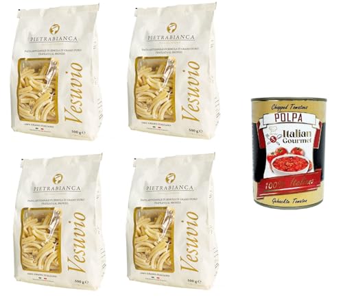 Pietrabianca, Pasta di Semola Artigianale trafilata al bronzo handgefertigte, aus Bronze gezogene Grießnudeln „Casarecce“ 4x500gr + Italian Gourmet polpa 400g Pietrabianca, Pasta di Semola Artigianale trafilata al bronzo handgefertigte, aus Bronze gezogene Grießnudeln „Casarecce“ 4x500gr + Italian Gourmet polpa 400g von Italian Gourmet E.R.