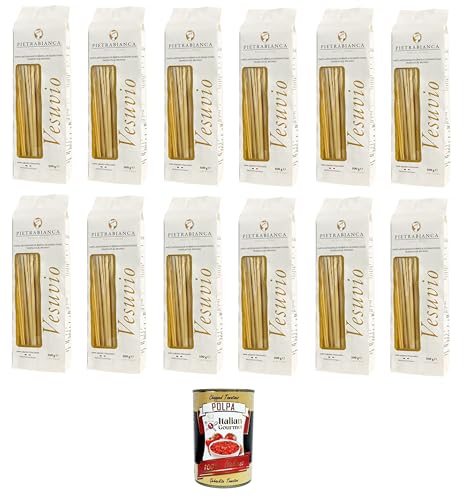 Pietrabianca, Pasta di Semola Artigianale trafilata al bronzo handgefertigte, aus Bronze gezogene Grießnudeln „Linguine“ 12x500gr + Italian Gourmet polpa 400g Pietrabianca, Pasta di Semola Artigianale trafilata al bronzo handgefertigte, aus Bronze gezogene Grießnudeln „Linguine“ 12x500gr + Italian Gourmet polpa 400g von Italian Gourmet E.R.