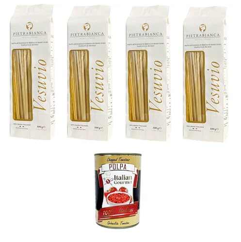 Pietrabianca, Pasta di Semola Artigianale trafilata al bronzo handgefertigte, aus Bronze gezogene Grießnudeln „Linguine“ 4x500gr + Italian Gourmet polpa 400g Pietrabianca, Pasta di Semola Artigianale trafilata al bronzo handgefertigte, aus Bronze gezogene Grießnudeln „Linguine“ 4x500gr + Italian Gourmet polpa 400g von Italian Gourmet E.R.