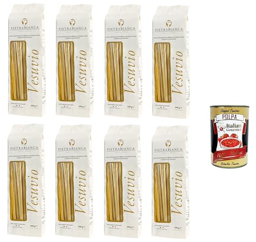 Pietrabianca, Pasta di Semola Artigianale trafilata al bronzo handgefertigte, aus Bronze gezogene Grießnudeln „Linguine“ 8x500gr + Italian Gourmet polpa 400g Pietrabianca, Pasta di Semola Artigianale trafilata al bronzo handgefertigte, aus Bronze gezogene Grießnudeln „Linguine“ 8x500gr + Italian Gourmet polpa 400g von Italian Gourmet E.R.