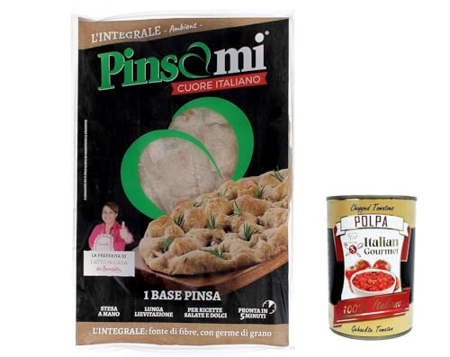 Pinsami Pinsa Gourmet Integrale, Vollkorn Pinsa hausgemacht von Benedetta, 3 Stück à 230 Gramm + Italian Gourmet pelati 400gr von Italian Gourmet E.R.