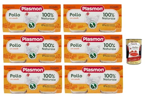Plasmon Carne, Pollo e Cereale, 6x (2 x 80g), Mit italienischem Fleisch, 100% natürlich, ohne Stärken und Räume hinzugefügt + Italian Gourmet polpa 400g von Italian Gourmet E.R.