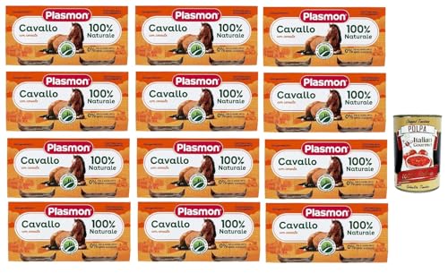 Plasmon Carne Cavallo e cereale 12x (2x80g) Mit italienischem Fleisch, 100% natürlich, ohne Stärken und Räume hinzugefügt + Italian Gourmet polpa 400g von Italian Gourmet E.R.