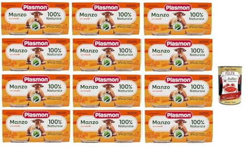 Plasmon Carne Manzo e cereale 12x (2x80g) Mit italienischem Fleisch, 100% natürlich, ohne Stärken und Räume hinzugefügt + Italian Gourmet polpa 400g von Italian Gourmet E.R.