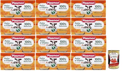 Plasmon Carne Pollo Vitello e cereale 12x (2x80g) Mit italienischem Fleisch, 100% natürlich, ohne Stärken und Räume hinzugefügt + Italian Gourmet polpa 400g von Italian Gourmet E.R.
