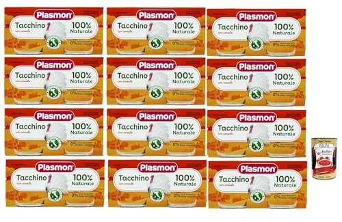 Plasmon Carne Tacchino e cereale 12x (2x80g) Mit italienischem Fleisch, 100% natürlich, ohne Stärken und Räume hinzugefügt + Italian Gourmet polpa 400g von Italian Gourmet E.R.