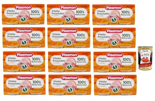 Plasmon Carne Vitello prosciutto e cereale 12x (2x80g) Mit italienischem Fleisch, 100% natürlich, ohne Stärken und Räume hinzugefügt + Italian Gourmet polpa 400g von Italian Gourmet E.R.