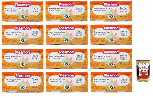 Plasmon Formaggino fuso e prosciutto 12x (2x80g) Mit italienischem Milch, 100% natürlich, ohne Räume hinzugefügt + Italian Gourmet polpa 400g von Italian Gourmet E.R.