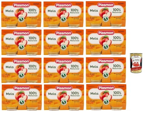 Plasmon Frutta Mela 12x (2x104g) Nur mit italienischen Äpfeln, 100% natürlich, mit Zugabe von Vitamin C + Italian Gourmet polpa 400g von Italian Gourmet E.R.