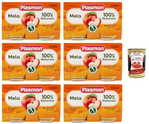 Plasmon Frutta Mela 6x (2x104g) Nur mit italienischen Äpfeln, 100% natürlich, mit Zugabe von Vitamin C + Italian Gourmet polpa 400g von Italian Gourmet E.R.