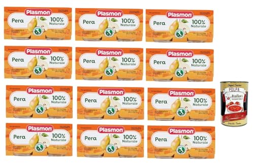 Plasmon Frutta Pera 12x (2x104g) Nur mit italienischen Birne, 100% natürlich, mit Zugabe von Vitamin C + Italian Gourmet polpa 400g von Italian Gourmet E.R.