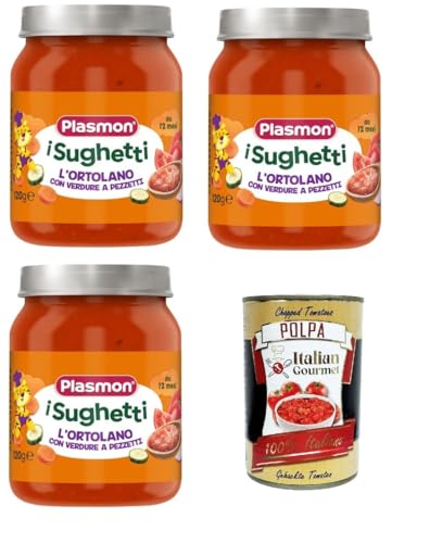 Plasmon I Sughetti L'Ortolano con verdure a pezzetti I Sughetti L'Ortolano mit gehacktem Gemüse 3x120gr+ Italian Gourmet Polpa di Pomodoro 400g Plasmon I Sughetti L'Ortolano con verdure a pezzetti I Sughetti L'Ortolano mit gehacktem Gemüse 3x120gr+ Italian Gourmet Polpa di Pomodoro 400g von Italian Gourmet E.R.