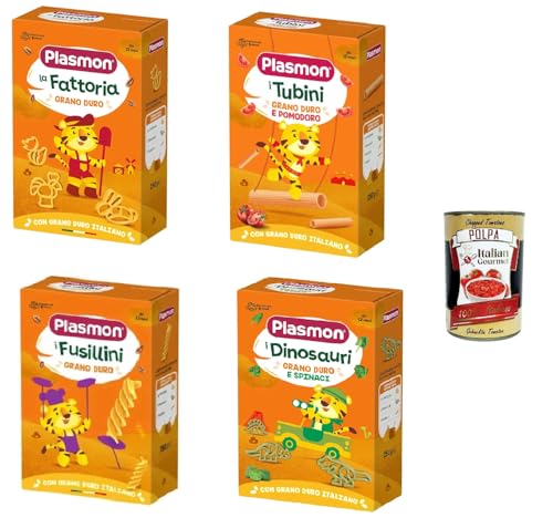 Plasmon Pasta testpaket dinosauri, tubini, fusillini, la fattiria 4x 250g + Italian Gourmet polpa 400g von Italian Gourmet E.R.