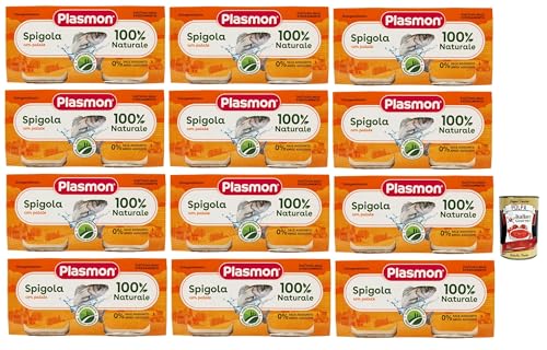 Plasmon Pesce Spigola con Patate, 12x (2x 80g) , Mit ausgewählten Zutaten, 100% natürlich, Ohne Stärken und Salz hinzugefügt + Italian Gourmet polpa 400g von Italian Gourmet E.R.