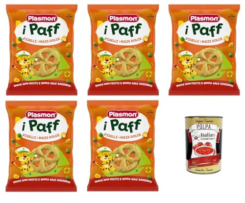 Plasmon Snack i Paff Erbsen und Zuckermais, 15 g, 5 Packungen. Snacks, nicht frittiert und ohne Salzzusatz, perfekt für die kleinen Hände Ihres Kindes + Italian Gourmet polpa 400g Plasmon Snack i Paff Erbsen und Zuckermais, 15 g, 5 Packungen. Snacks, nicht frittiert und ohne Salzzusatz, perfekt für die kleinen Hände Ihres Kindes + Italian Gourmet polpa 400g von Italian Gourmet E.R.