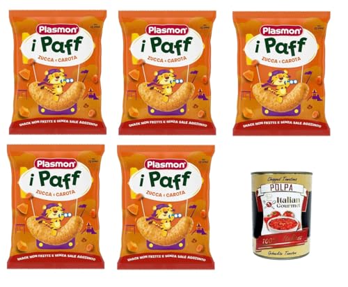 Plasmon Snack i Paff Kürbis und Karotten 15gr 5 Packungen Snacks, nicht frittiert und ohne Salzzusatz, perfekt für die kleinen Hände Ihres Kindes + Italian Gourmet polpa 400g Plasmon Snack i Paff Kürbis und Karotten 15gr 5 Packungen Snacks, nicht frittiert und ohne Salzzusatz, perfekt für die kleinen Hände Ihres Kindes + Italian Gourmet polpa 400g von Italian Gourmet E.R.