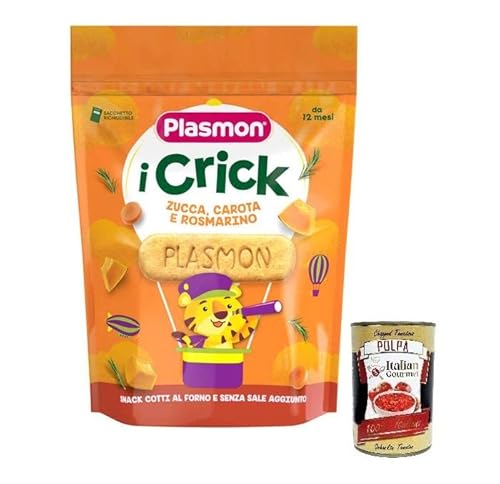 Plasmon i Crick,Snacks mit Kürbis-, Karotten- und Rosmarin Geschmack Beutel mit 100g + Italian Gourmet Polpa di Pomodoro 400g Dose Plasmon i Crick,Snacks mit Kürbis-, Karotten- und Rosmarin Geschmack Beutel mit 100g + Italian Gourmet Polpa di Pomodoro 400g Dose von Italian Gourmet E.R.