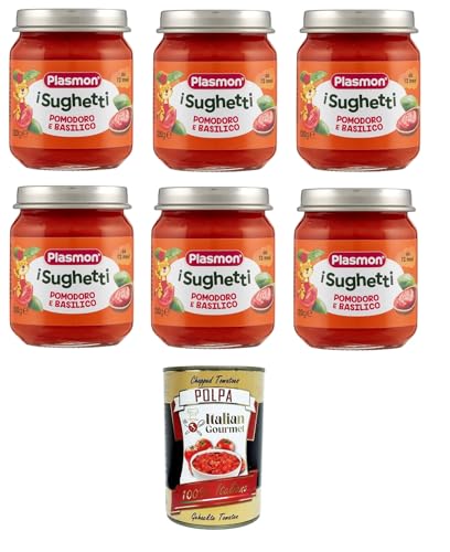 Plasmon i Sughetti Pomodoro e Basilico i Tomaten- und Basilikumsaucen 6x120 g+ Italian Gourmet Polpa di Pomodoro 400g Plasmon i Sughetti Pomodoro e Basilico i Tomaten- und Basilikumsaucen 6x120 g+ Italian Gourmet Polpa di Pomodoro 400g von Italian Gourmet E.R.