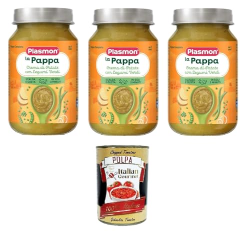 Plasmon la Pappa Crema di Patate con Legumi Verdi Cremiger Kartoffel-Pappa mit grünen Hülsenfrüchten 3x200 g+ Italian Gourmet Polpa di Pomodoro 400g Plasmon la Pappa Crema di Patate con Legumi Verdi Cremiger Kartoffel-Pappa mit grünen Hülsenfrüchten 3x200 g+ Italian Gourmet Polpa di Pomodoro 400g von Italian Gourmet E.R.