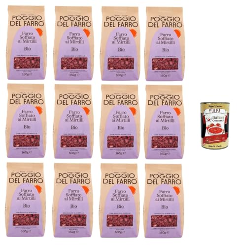 Poggio del Farro-Farro Soffiato ai Mirtilli Gepuffter Dinkel mit Blaubeeren 12x160gr + Italian Gourmet polpa 400g Poggio del Farro-Farro Soffiato ai Mirtilli Gepuffter Dinkel mit Blaubeeren 12x160gr + Italian Gourmet polpa 400g von Italian Gourmet E.R.