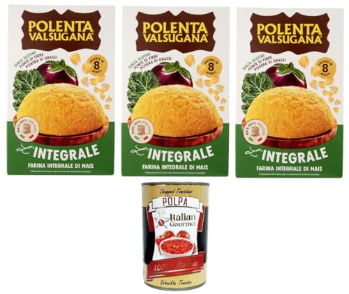 Polenta Valsugana L'integrale Vollkorn-Maismehl 3x 330Gr + Italian Gourmet polpa 400g von Italian Gourmet E.R.