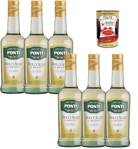 Ponti, Dolceagro Condimento Delicato, Amabiles und runder Geschmack, geringer Säure verleiht Salaten, Gemüse, Fleisch und Fisch einen Hauch von Delikatesse, 6x 500 ml + Italian Gourmet polpa 400g Ponti, Dolceagro Condimento Delicato, Amabiles und runder Geschmack, geringer Säure verleiht Salaten, Gemüse, Fleisch und Fisch einen Hauch von Delikatesse, 6x 500 ml + Italian Gourmet polpa 400g von Italian Gourmet E.R.