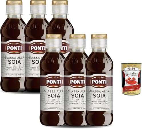 Ponti, Soja -Glasur mit Balsamico -Essig von Modena I.G.P., ideal für alle Rezepte, herzhafter und intensiver Geschmack, 100% in Italien, 6x 240 g Set + Italian Gourmet polpa 400g Ponti, Soja -Glasur mit Balsamico -Essig von Modena I.G.P., ideal für alle Rezepte, herzhafter und intensiver Geschmack, 100% in Italien, 6x 240 g Set + Italian Gourmet polpa 400g von Italian Gourmet E.R.