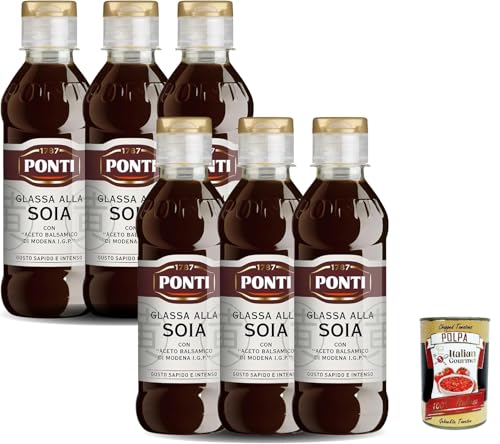 Ponti, Soja -Glasur mit Balsamico -Essig von Modena I.G.P., ideal für alle Rezepte, herzhafter und intensiver Geschmack, 6x 240 g + Italian Gourmet polpa 400g Ponti, Soja -Glasur mit Balsamico -Essig von Modena I.G.P., ideal für alle Rezepte, herzhafter und intensiver Geschmack, 6x 240 g + Italian Gourmet polpa 400g von Italian Gourmet E.R.