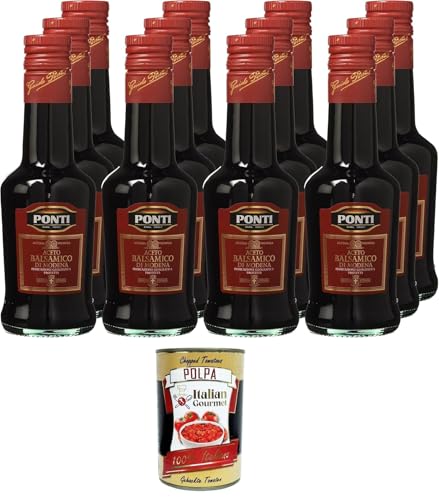 Ponti Aceto Balsamico Modena Etichetta Rossa, Balsamico-Essig aus Modena Rotes Etikett, 12x250ml + Italian Gourmet polpa 400g Ponti Aceto Balsamico Modena Etichetta Rossa, Balsamico-Essig aus Modena Rotes Etikett, 12x250ml + Italian Gourmet polpa 400g von Italian Gourmet E.R.