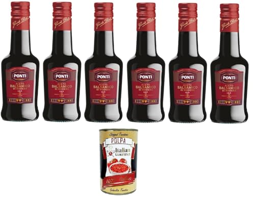 Ponti Aceto Balsamico Modena Etichetta Rossa, Balsamico-Essig aus Modena Rotes Etikett, 6x250ml + Italian Gourmet polpa 400g Ponti Aceto Balsamico Modena Etichetta Rossa, Balsamico-Essig aus Modena Rotes Etikett, 6x250ml + Italian Gourmet polpa 400g von Italian Gourmet E.R.