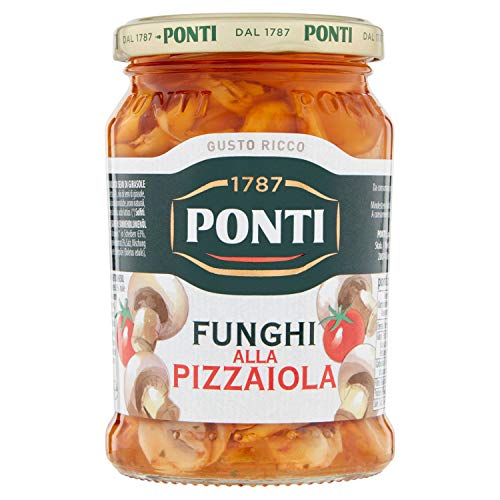 Ponti Funghi Prataioli alla Pizzaiola in Olio di Semi di Girasole Pizzaiola-Pilze in Sonnenblumenöl 280g Glas von Italian Gourmet E.R.