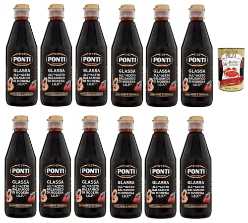 Ponti Glassa all' Aceto Balsamico di Modena, Glasur mit Balsamico-Essig aus Modena I.G.P., 12x 500g + Italian Gourmet polpa 400g Ponti Glassa all' Aceto Balsamico di Modena, Glasur mit Balsamico-Essig aus Modena I.G.P., 12x 500g + Italian Gourmet polpa 400g von Italian Gourmet E.R.