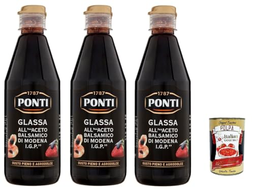 Ponti Glassa all'Aceto Balsamico di Modena,Glasur mit Balsamico-Essig aus Modena I.G.P., 3x 500g + Italian Gourmet polpa 400g Ponti Glassa all'Aceto Balsamico di Modena,Glasur mit Balsamico-Essig aus Modena I.G.P., 3x 500g + Italian Gourmet polpa 400g von Italian Gourmet E.R.