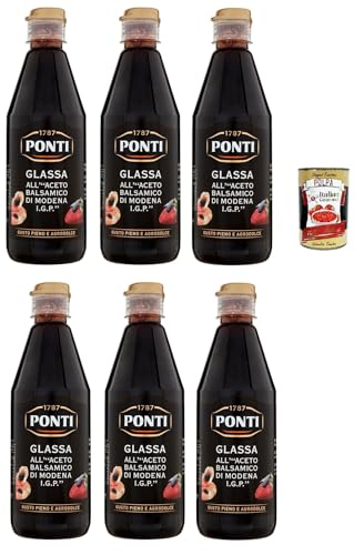 Ponti Glassa all'Aceto Balsamico di Modena,Glasur mit Balsamico-Essig aus Modena I.G.P., 6x 500g + Italian Gourmet polpa 400g Ponti Glassa all'Aceto Balsamico di Modena,Glasur mit Balsamico-Essig aus Modena I.G.P., 6x 500g + Italian Gourmet polpa 400g von Italian Gourmet E.R.