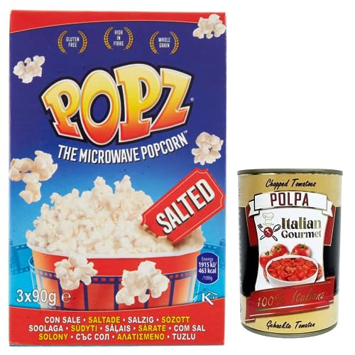 Popz Microonde The Microwave Popcorn mit Salz für Mikrowellen 3x90g + Italian Gourmet Polpa di Pomodoro 400g Dose von Italian Gourmet E.R.