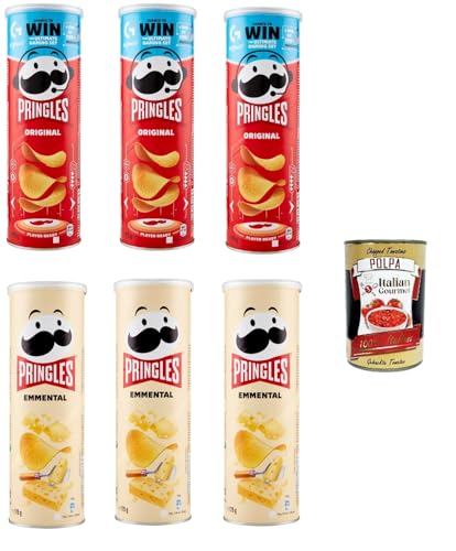 Pringles Testpaket Chips, Original und Emmental der unwiderstehliche Snack in der praktischen Dose knackige Chips Einzelpackung 6x 175g + Italian Gourmet polpa 400g von Italian Gourmet E.R.