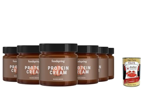 Protein Cream, 6x 200g, Schokocreme mit hohem Proteingehalt bei 85% weniger Zucker + Italian Gourmet polpa 400g von Italian Gourmet E.R.