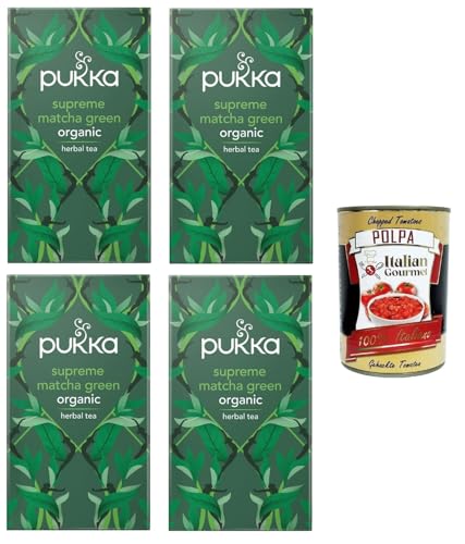 Pukka, Supreme Matcha Green, Energetic Organic Green Tea, Grüner Tee und Matcha 4x Packungen mit 20 Filtern+ Italian Gourmet polpa 400g Pukka, Supreme Matcha Green, Energetic Organic Green Tea, Grüner Tee und Matcha 4x Packungen mit 20 Filtern+ Italian Gourmet polpa 400g von Italian Gourmet E.R.